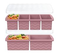 Silicone Freezer Molds for Soup with Lid, 1-Cup & 2-Cup Large Ice Cube Trays Food Storage Containers for Meal Prep, Freeze 500mL/250mL/125mL Portions - 2 Pack