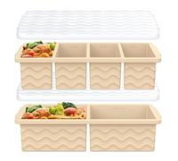 Silicone Freezer Molds for Soup with Lid, 1-Cup & 2-Cup Large Ice Cube Trays Food Storage Containers for Meal Prep, Freeze 500mL/250mL/125mL Portions - 2 Pack