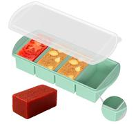 Silicone Freezer Tray with Lid, 1-Cup Portion Freezing Mold for Soup, Broth, Casseroles, Stackable BPA-Free Meal Prep Container, Mint Green