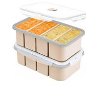 Silicone Freezer Tray with Lid,2 Pack Soup Freezer Containers for Soup Ice Cubes, Ice Cube Tray for Storing 250mL/125mL Broth, Sauce, Leftovers, 4-Compartment, Makes 8 1-Cup Portions Cubes