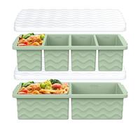 Silicone Freezer Trays with Lid for Soup, 1-Cup & 2-Cup Large Ice Cube Molds Food Storage Containers for Meal Prep, Freeze 500mL/250mL/125mL Portions - 2 Pack