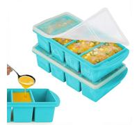 Silicone Freezer Trays with Lids, 1-Cup Soup Container Style Ice Cube Trays for Meal Prep, Soup, Sauce,Oven Safe, Stackable, Ideal for Frozen Broth, Leftovers & Meal Prep, BPA Free 2 Pack (Sky Blue)