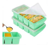Silicone Freezer Trays with Lids, 1-Cup Soup Container Style Ice Cube Trays for Meal Prep, Soup, Sauce,Oven Safe, Stackable, Ideal for Frozen Broth, Leftovers & Meal Prep, BPA Free 2 Pack (Mint Green)