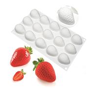 Silicone French Mousse Cake Mold 3D Bakeware DIY Chocolate Soap Candle Mold,15 Holes Semi-Strawberry