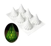 Silicone French Mousse Cake Mold 3D Bakeware DIY Chocolate Soap Candle Mold, 6 Holes 3-D Diamond Christmas Tree