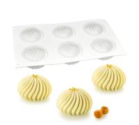 Silicone French Mousse Cake Mold 3D Bakeware DIY Chocolate Soap Candle Mold, 6 Holes Pumpkin Cream