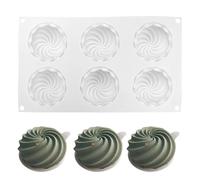 Silicone French Mousse Cake Molds, 3D Bakeware DIY Chocolate Soap Candle Mold, 6 Holes Spiral Shape