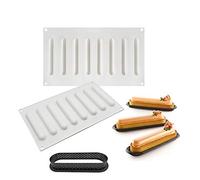 Silicone French Mousse Cake Molds 3D Bakeware DIY Mould, 1pc Plastic Oval Crispy Tool, 8 Holes Slender Strip Oval Shape