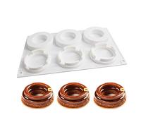 Silicone French Mousse Cake Molds 3D Bakeware DIY Mould, 6 Holes Big Small Ring