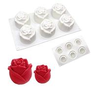Silicone French Mousse Cake Molds 3D Bakeware DIY Mould, 6 Holes Roses in Bud