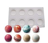 Silicone French Mousse Cake Molds 3D Bakeware DIY Mould, 8 Holes Round Shape