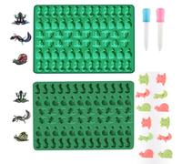 Silicone Frogs, Lizards, Snails Gummy Cake Fondant Mold Chocolate Baking Mould with 2X Liquid Droppers, Cupcake Decor Fruit Snack Dessert Cookie Biscuit Molds Ice Candy Tray DIY Resin Wax Sugar Craft