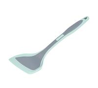 Silicone Frying Pan Spatula, Non Stick Pan Shovel, Heat Resistant Kitchen Utensil with Arc Handle for Safe Cooking and Serving, Compatible with All Cookware Including (Bluish Grey)