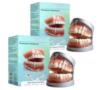 Silicone Full Set Dentures, Silicone Reline Denture Set, Flexible Full Denture Solution, Natural-Looking, Comfort-Fit, for Both Sexes (2pcs)