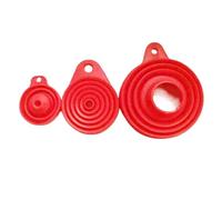 Silicone Funnels For Kitchen Use Filling Bottles Liquid Powder Transfer (3 Pcs),1 Mini/1 Small/1 Wide Mouth Funnel Set(Red)