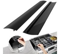 Silicone Gap Covers 2 Pack, 2024 New Heat Resistant Kitchen Stove Counter Gap Guard, Gap Filler Seals Spills Between Oven Kitchen Cabinet and Stove Countertop Easy Clean, 21 Inches Black