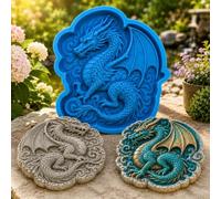 Silicone Garden Stone Mold, Craft Tool for Pathway Decor | Reusable Mold for Stepping Stones with frog, mermaid, or dragon designs, a silicone mould for garden pathway stones.