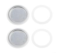 Silicone Gasket Seal and Stainless Steel Filter Replacement Set Compatible with Common Moka Pot Sizes for Reliable Espresso Extraction (6Cup)