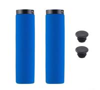 Silicone Gel Handlebar Grips for MTB Road & Folding Bikes - Anti-Slip Shock Absorbing Lock-On Bar Ends with Aluminum Alloy Clamps for Cycling Comfort Black(Blue)