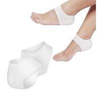 Silicone Gel Heel Sleeves Cracked Foot Skin Care Protector, Breathable Heel Cushion for Plantar Fasciitis Pain, Reduce Pressure on Heel, Relief Heel Pain (2 x White Heel Sleeves)