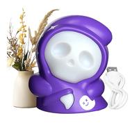 Silicone Ghost Lamp - 3.31x2.87x3.62in Rechargeable Nightlight, Soft Bedside Glow, Spooky Decorative Accent, Festive Party Ornament | Fun Halloween Light for Tabletop Entrance Living Room Bedroom