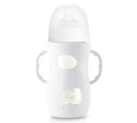 Silicone Glass Bottle - 11.7x10.6x6.6cm Baby Bottle Sleeve with Double Handles, Anti-Breakage Toddler Feeding Supplies for Milk Powder, Nursing, Travel, Road Trip, Sturdy Material, Lightweight 65g