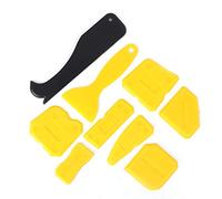 Silicone Glass Sealant Remover Scraper Tool Kit 9Pcs Hand Operated Flexible Plastic and Silicone Caulk Removal Set for Doors Tiles Bathroom Kitchen Yellow Black