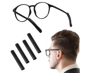 Silicone Glasses Non Slip Ear Grip, 4PCS Anti Slip Grip Eyeglasses Temple Tips Sleeve, Cushion for Glasses Grips for Behind the Ear for Glasses Slip Preventer (Black)