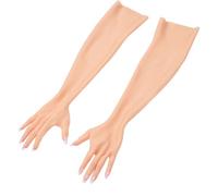 Silicone Gloves for Crossdressers, 1 Pair Silicone Women Prosthesis Nail Hand Gloves Soft Full Arm Lifelike Skin Nail Hand Gloves for Postoperative Recovery