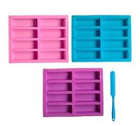 Silicone Granola Bar Moulds (Set of 3) with Spatula, 8-Cavity Non-Stick Trays for Homemade Granola, Energy and Protein Bars, BPA-Free, Heat-Resistant Silicone Bakeware