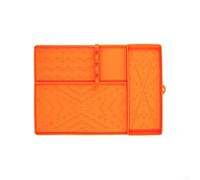 Silicone Grill Mat for Griddles, Large Non-Slip Utensil Holder with Drip Channels, Food-Grade BBQ Accessory for Outdoor Cooking, 16.14 x 11.6 Inch(orange)