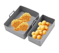 Silicone Grill Pan for Airfryer, Pack of 2, Compatible EY901840 Tower T17099, Non-Stick Healthy Cooking Liner, Easy to Clean, Large 21 x 18 x 7 cm, Small 21 x 10.5 x 7 cm, Black, 265 g