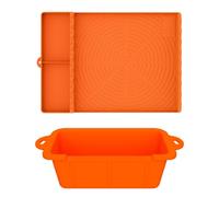Silicone Grill Side Shelf Mat & Grease Cup Liner Set for Blackstone, Reusable 3-Zone BBQ Tool Mat, Dishwasher Safe, High Visibility Orange Griddle Accessories