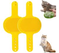 Silicone Grooming Strap Pad for Cats, Cat Self Groomer Brush, Cat Face Scratchers, Adjustable Silicones Pet Groomings Tool Climbing Frames Table Legs (Yellow)