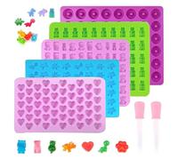 Silicone Gummy Candy Molds, 5 PCS Bear Moulds with 2 Droppers, Candy Silicone Molds, Non-Stick Jelly Mold for Sweets, Fondant, Cake Decor