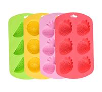 Silicone Gummy Molds Set of 4 6 Cavity Easy Release, Cute Fruit Snack Molds Watermelon Strawberry Lemon Pineapple for DIY Baking