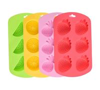 Silicone Gummy Molds Set of 4 Cute Fruit Candy Molds 6 Cavity Easy Release Watermelon Strawberry Lemon Pineapple Shape for DIY Chocolate Jelly Snacks Baking