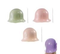 Silicone Hair Highlight Cap Set for Hair Dyeing with Crochete - Reusable Hair Coloring Cap Tool for Hairdressing Salon, Professional Hair Highlighting Caps with Hair Crochete (Green + Pink + Yellow)