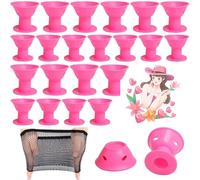 Silicone Hair Rollers Heat-Free Styling, Silicone Spiral Curling Iron, 40 Pack (20 Large + 20 Small), Suitable for Travel, Dates, Dances (curling iron,Pink 20 large + 20 small + 1 hair set)