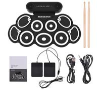 Silicone Hand Roll Electronic Drum Set with 9 Pads, Dual 5W Speakers, Foot Pedals & 1500mAh Battery - Immersive Bass, MIDI & BT Connectivity for Practice & Performance