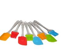 Silicone Handheld Kitchen Utensils Spatula & Heat Resistant Basting Pastry Brush Set Multicolour, BPA Free & Dishwasher Safe, Spread Oil Butter Sauce Marinade Meat for BBQ Grill