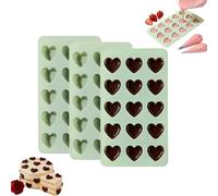 Silicone Heart Chocolate Mold, 3Pcs Valentine's Day Candy Molds, Mini Heart Shaped for Valentine’s Day/Anniversary/Wedding DIY Baking (Green)