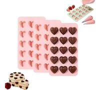 Silicone Heart Chocolate Mold, 3Pcs Valentine's Day Candy Molds, Mini Heart Shaped for Valentine’s Day/Anniversary/Wedding DIY Baking (Pink)