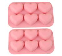 Silicone Heart Molds, 2Pcs Heart Molds Silicone 6 Cavities Safe Cuite 3D Valentine's Day Chocolate for Candy Ice Cube Resin Soap Jelly