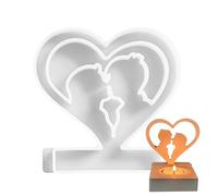 Silicone Heart Shaped Moulds, Candle Holder Mould for Couples - Heart-Shaped Candle Holder, Art, , Resin Mould