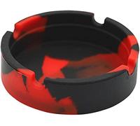 Silicone Heat Resistant Ash Tray - Unbreakable & Washable Ashtray for Outdoor, Restaurant, Indoor and More (Red)