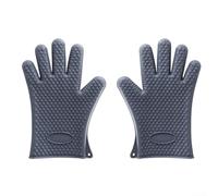 Silicone Heat Resistant Gloves with Thick Construction for Use in For Outdoor Barbecue and Baking, Provides Reliable Protection When Handling Hot Cookware, 1 Pair (Grey)