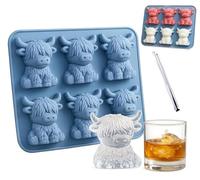 Silicone Highland Cow Whiskey Cocktails Drinks Ice Cube Tray Mold, Mousse Cake Fondant Mold Chocolate Baking Mould, Dessert Soap Candle Making Molds Jelly Candy DIY Wax Sugar Craft Decor