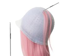 Silicone Highlighting Cap with Pre Drilled Holes, Reusable Professional Unisex Hair Streaking Cap with Hair Picking Hook for Hair Coloring Dyeing Staining, Salon and Home Use (White, 1 Pcs)