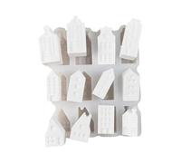 Silicone Home Mould - Candle Moulds Small Houses - Reusable Silicone Mould 12 Cavities for Plaster Ornament Cement Resin Crafts Home Decoration Projects Candle Making - For P